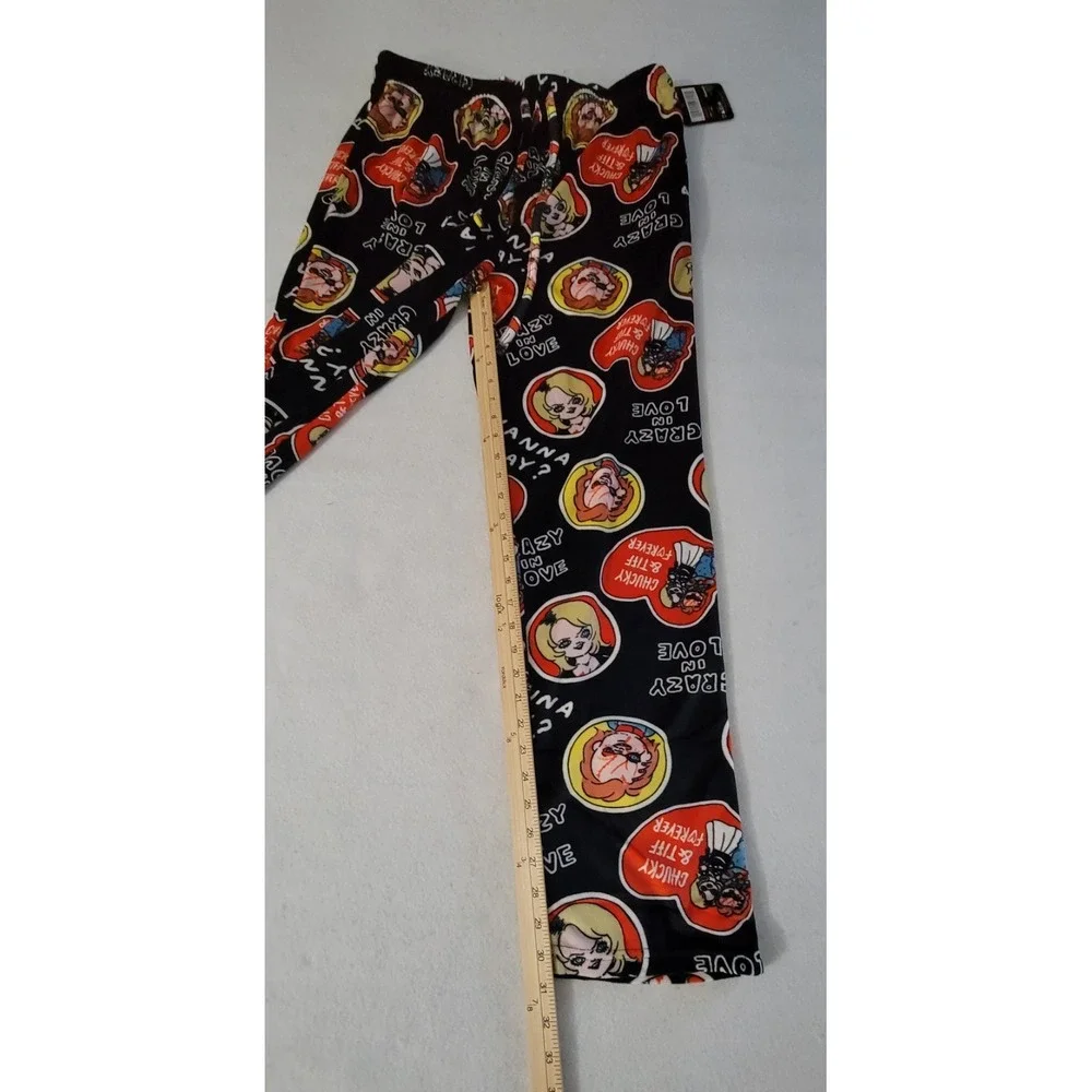 Chucky Pajama Lounge Pants Mens Size Large Black Graphics NWT